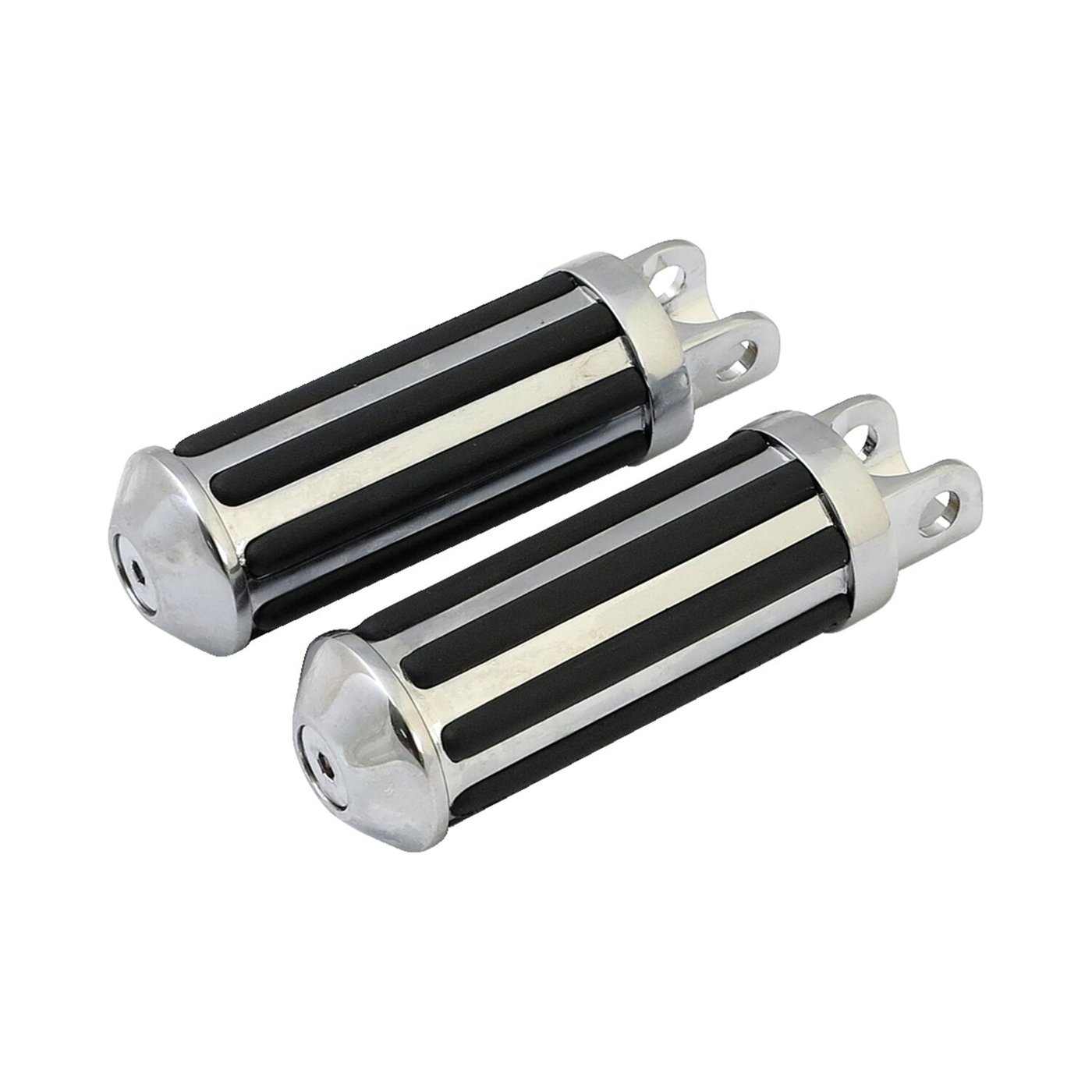 MCS Rail foot pegs large diameter. Chrome w/rubber inlays