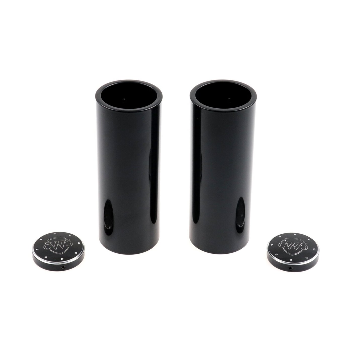 Cult-Werk Cult-Werk, 4-piece fork tube cover kit. Gloss black. Logo