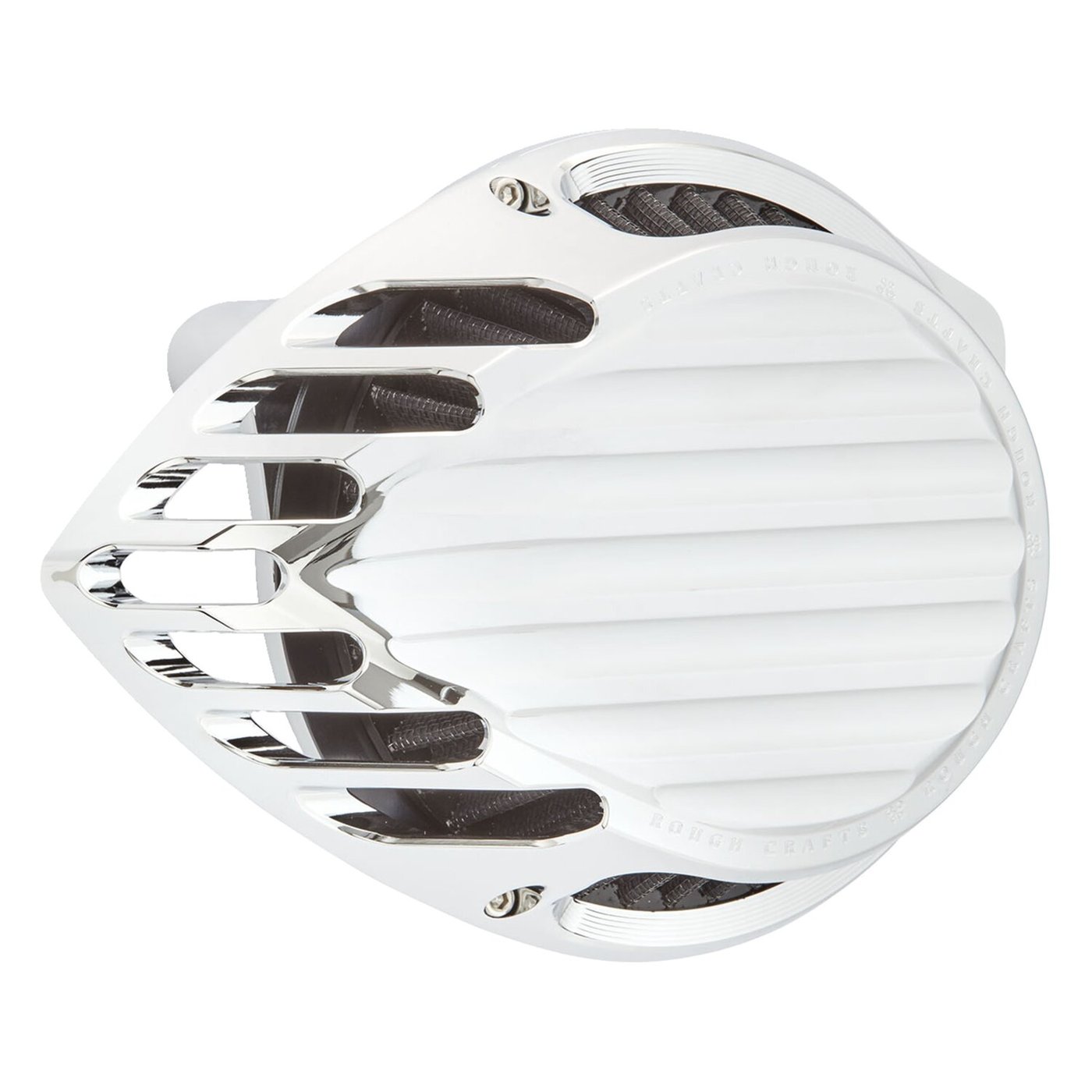Rough Crafts Rough Crafts, Teardrop Finned air cleaner assembly. Chrome