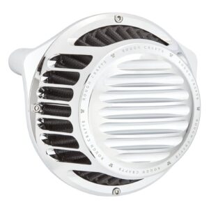 Rough Crafts Rough Crafts, Round Finned air cleaner assembly. Chrome
