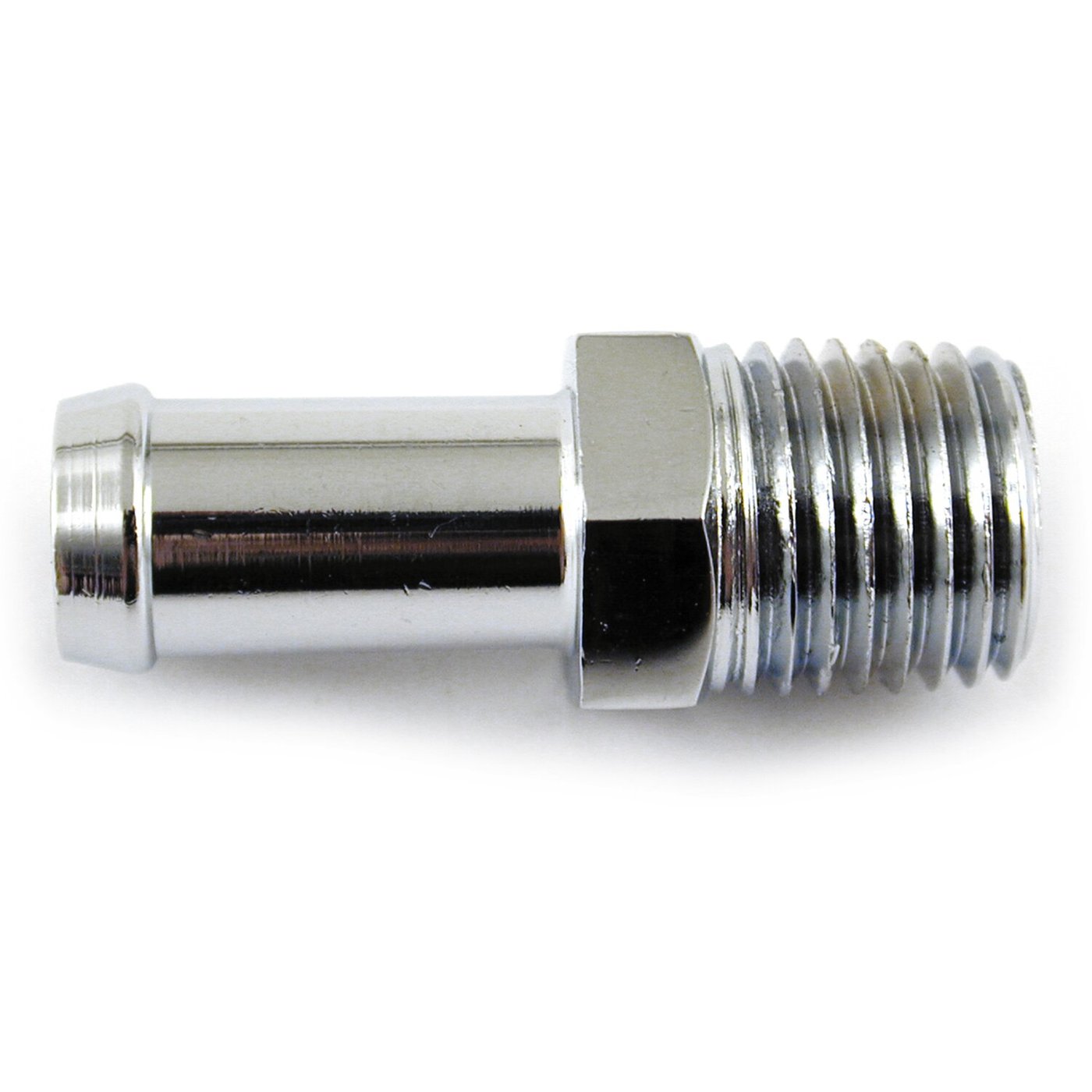 Gardner-Westcott Oil line fitting, straight. 1/4" NPT to 3/8" hose. Chrome