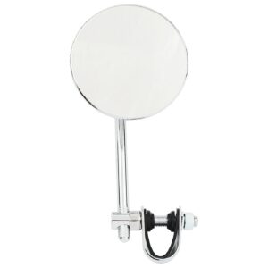 MCS Round clamp-on style steel mirror, 4" with 5" stem