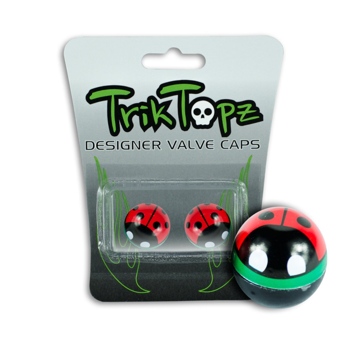 TrikTopz Trik Topz, Lady bug valve caps. Red - Image 2