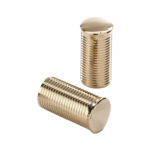Kustom Tech Kustom Tech, FL handlebar grip ends. Ribbed, pol brass