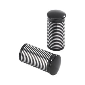 Kustom Tech Kustom Tech, FL handlebar grip ends. Ribbed black CC alu