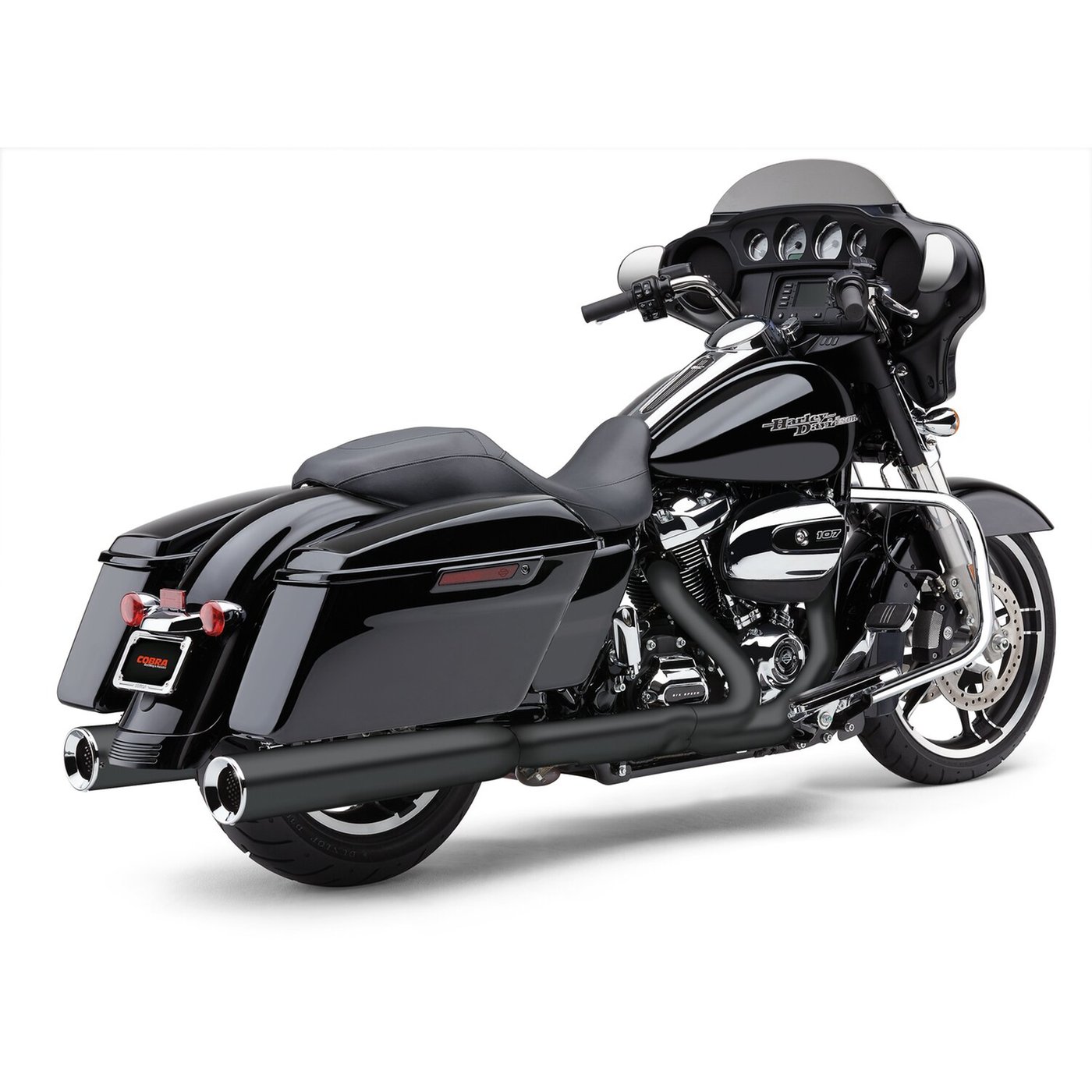 Cobra Cobra, Powrflo 4-1/2" slip on mufflers. Black - Image 2
