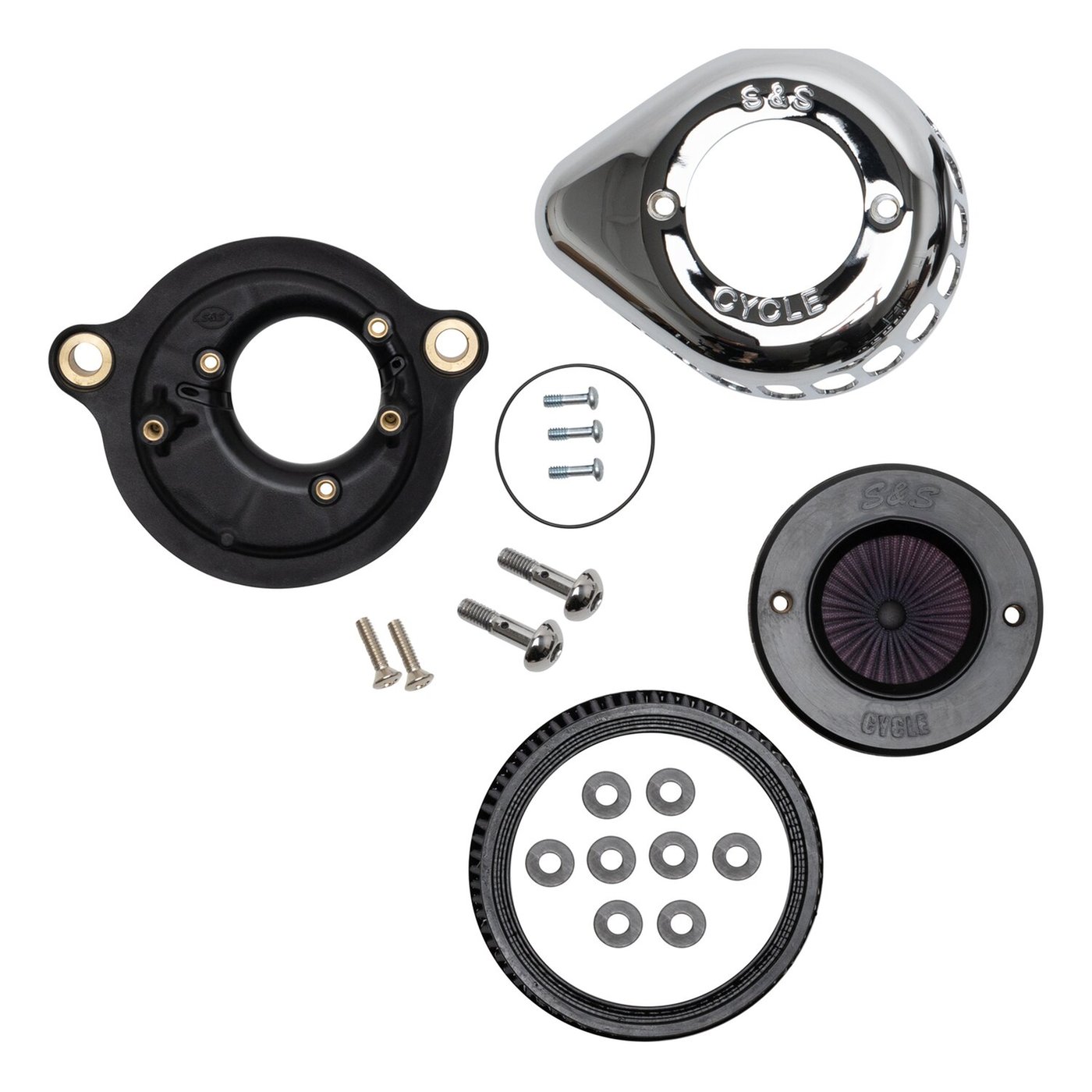 S&S S&S, 'Air Stinger Stealth' air cleaner kit. Teardrop, chrome