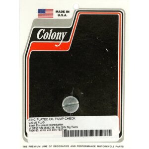 Colony Colony plug, oil pump check valve