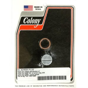 Colony Colony, OEM style slotted plug oil screen crankcase. Zinc