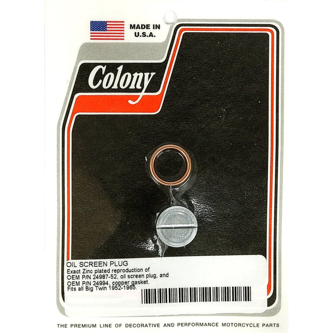 Colony Colony, OEM style slotted plug oil screen crankcase. Zinc
