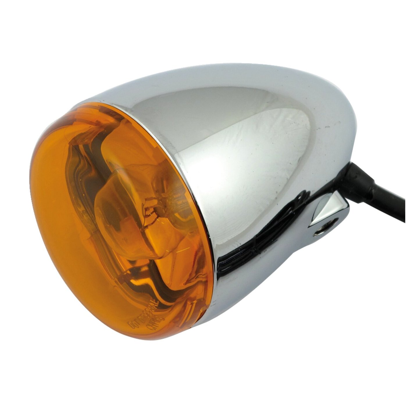 Chris Products Chris, bullet turn signal. Chrome. Amber lens. Front