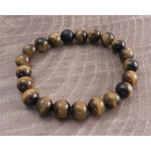 Amigaz Amigaz Tiger Eye Stone stretch bracelet brown