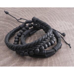 Amigaz Amigaz Rope Sliders & Wood Bead bracelet black