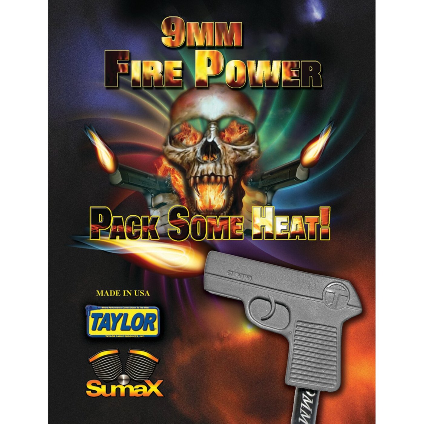 Taylor Taylor, 9mm Fire Power spark plug wire set. Black/silver - Image 2
