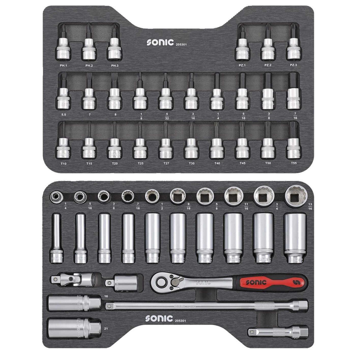 Sonic Sonic, combination socket set 3/8'', 53-piece. US/SAE sizes - Image 2