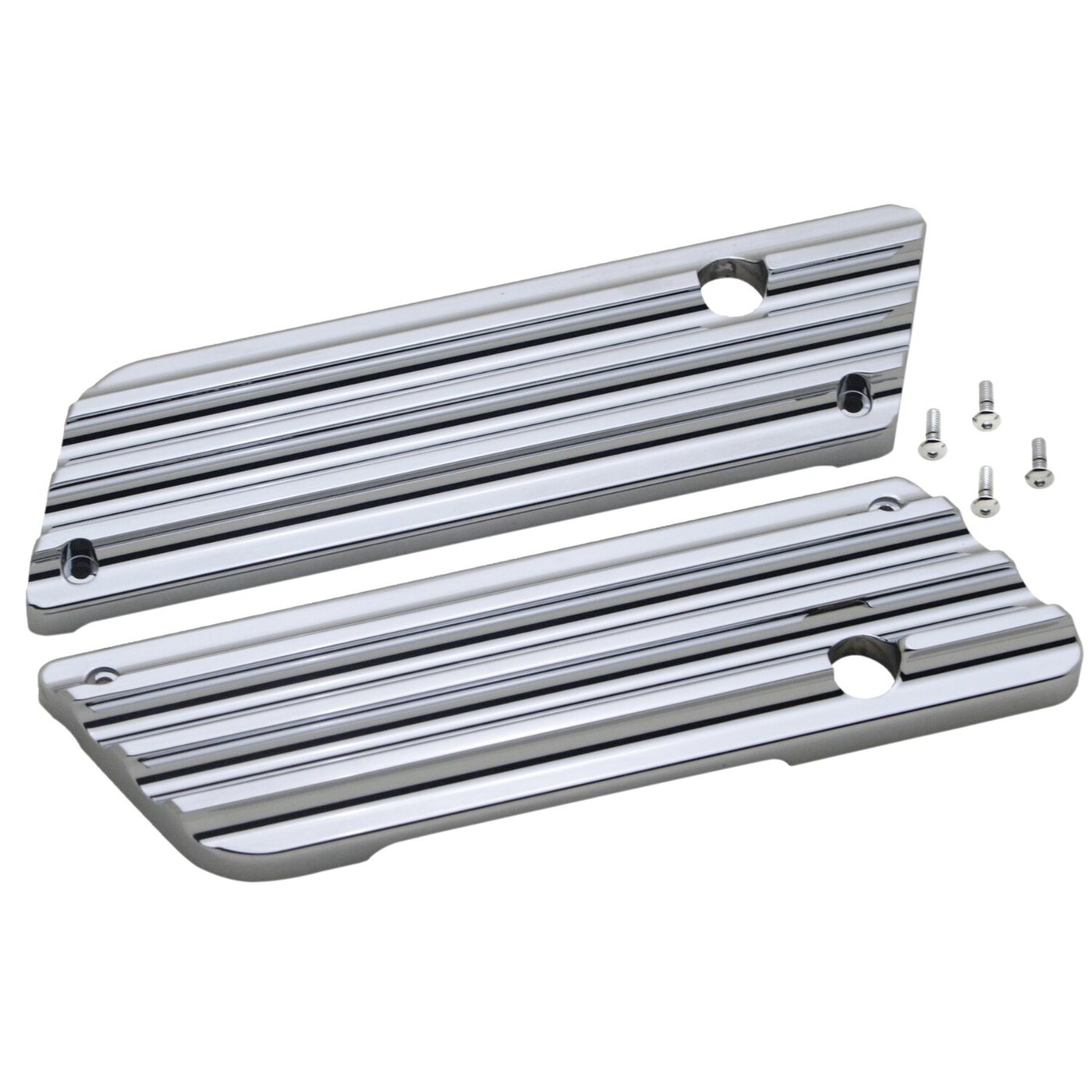 Covingtons Covingtons, saddlebag latch cover set. Finned. Chrome