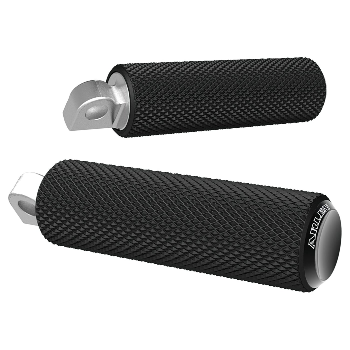 Arlen Ness Arlen Ness, Fusion foot pegs, Knurled. Black end caps
