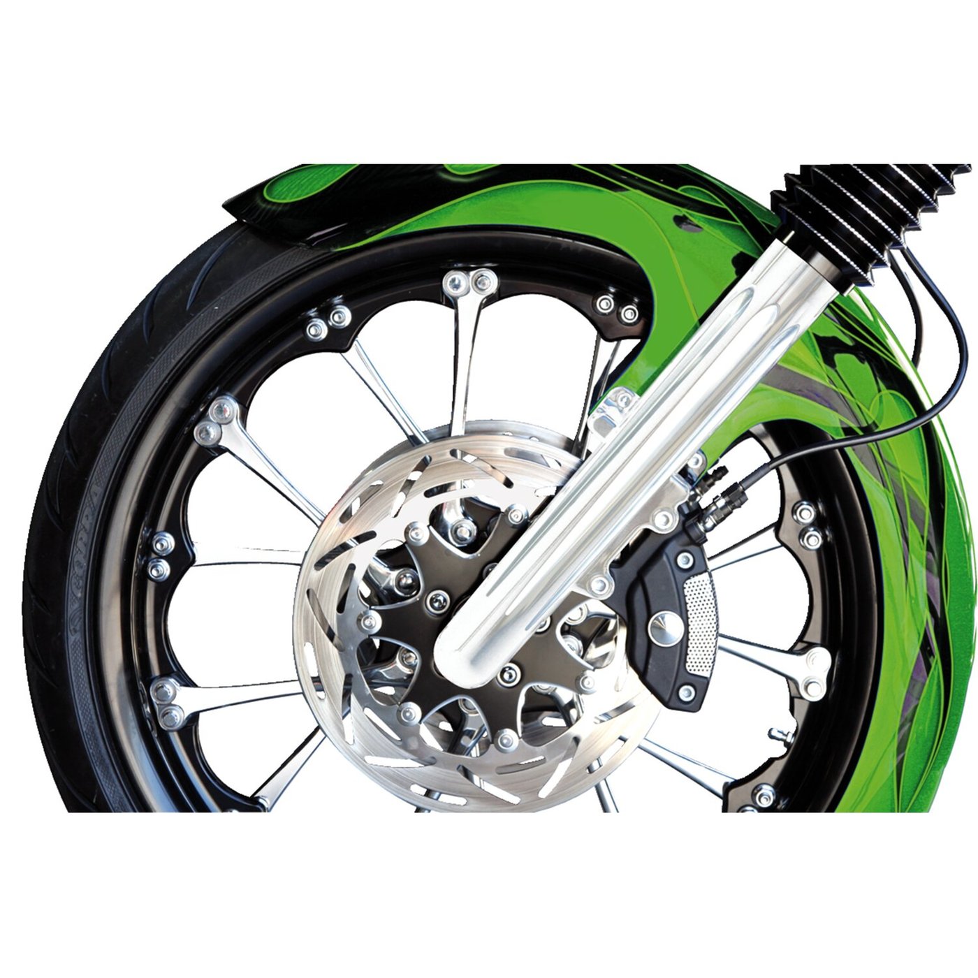 Arlen Ness Arlen Ness, 49mm hot legs dual disc deep cut, chrome - Image 2
