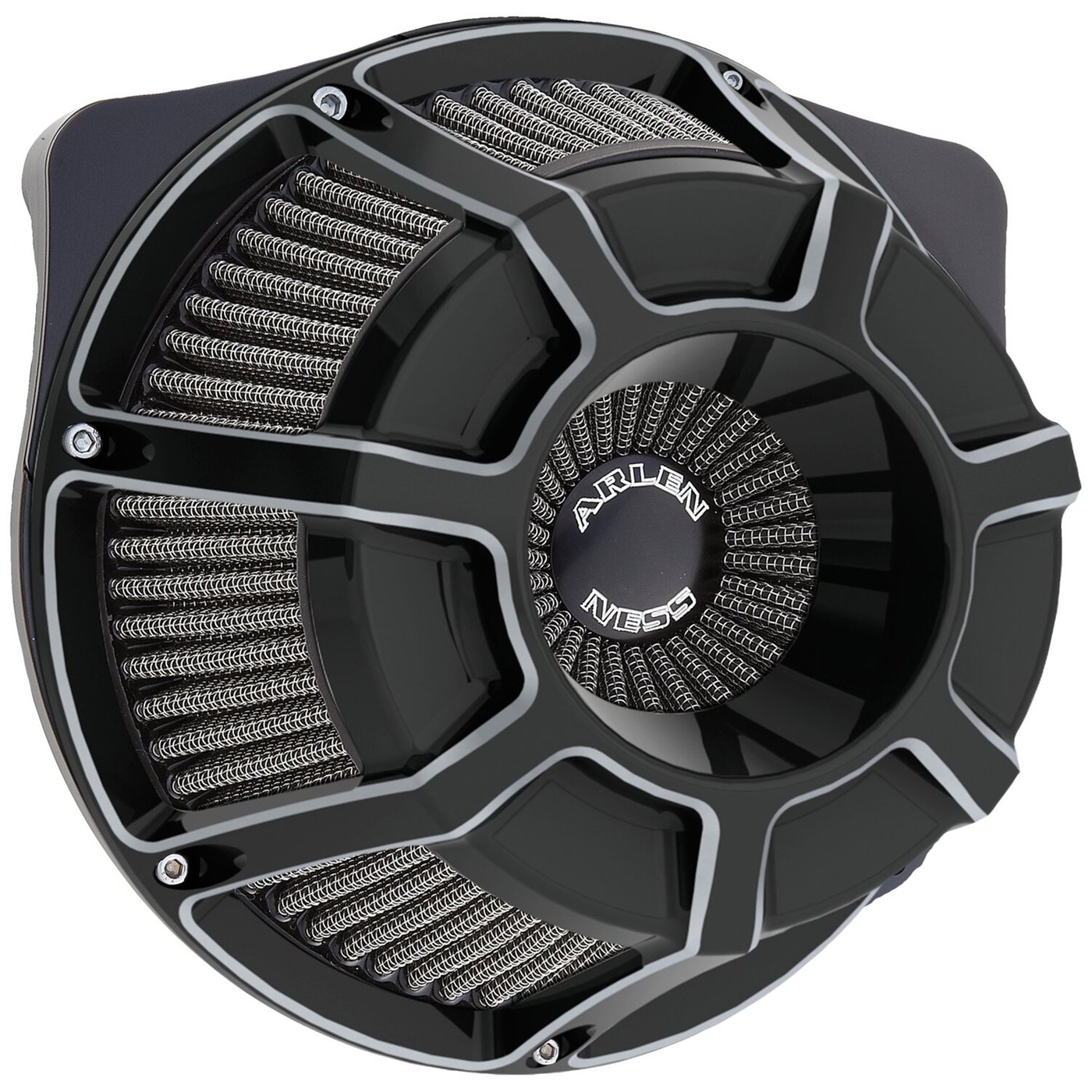 Arlen Ness Arlen Ness, inverted air cleaner kit 'Beveled'. Black CC