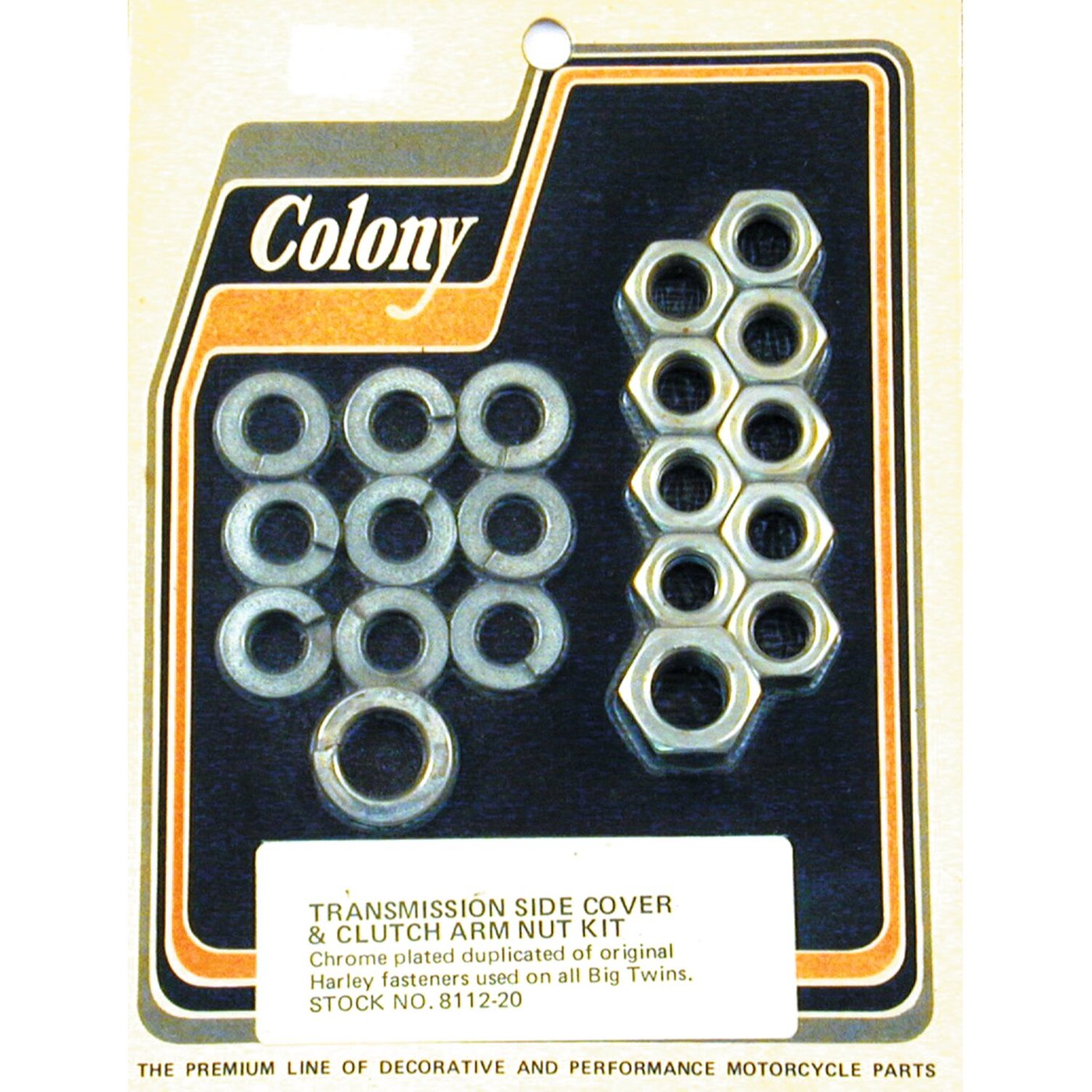 Colony Colony, transmission side cover nut kit. Chrome Hex