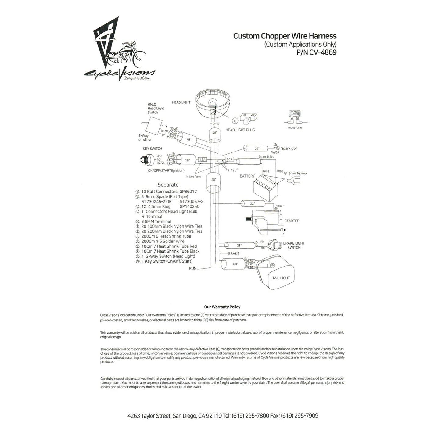 Cycle Visions Cycle Visions, chopper wiring harness kit - Image 2