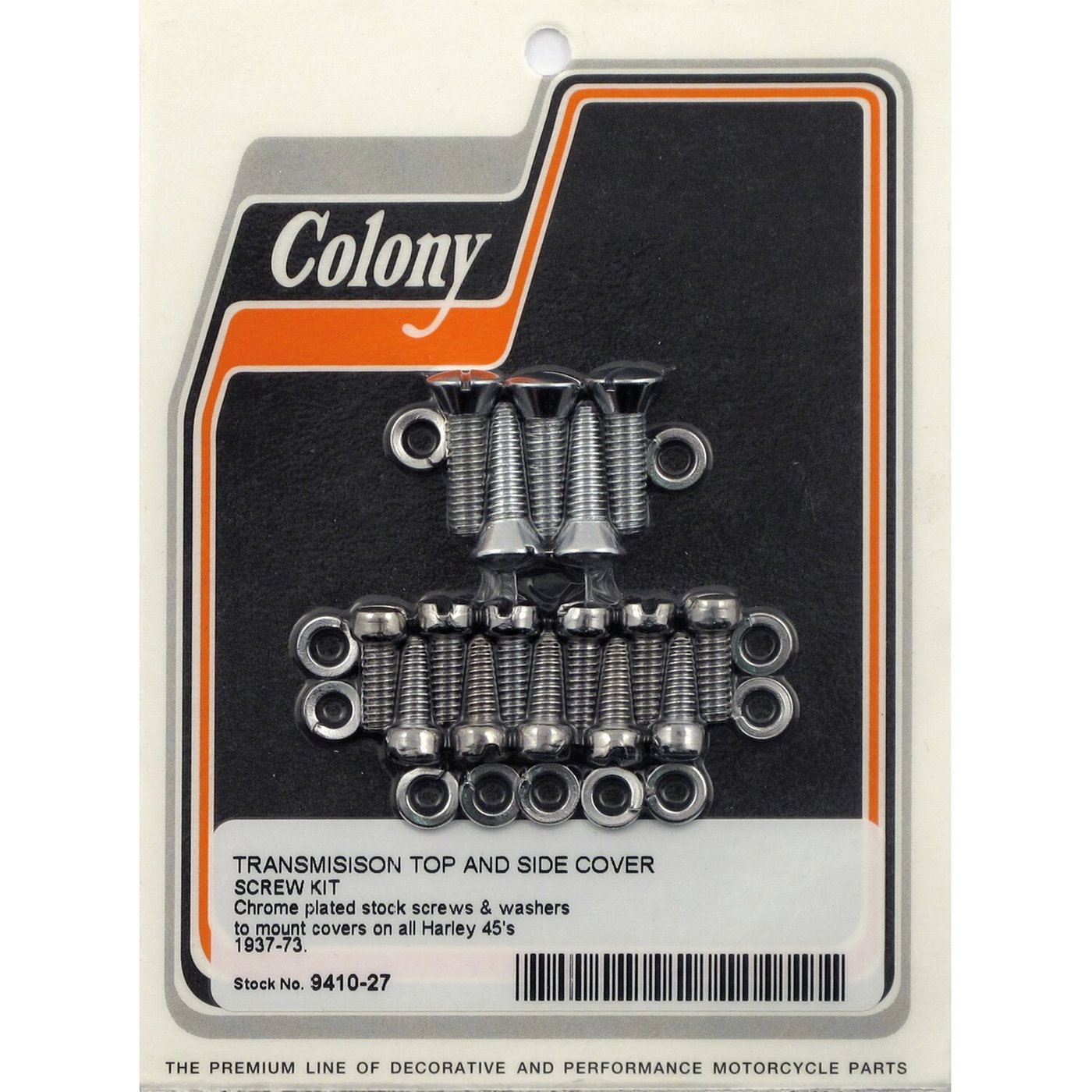 Colony Colony, transmission top & side cover screw kit. Chrome