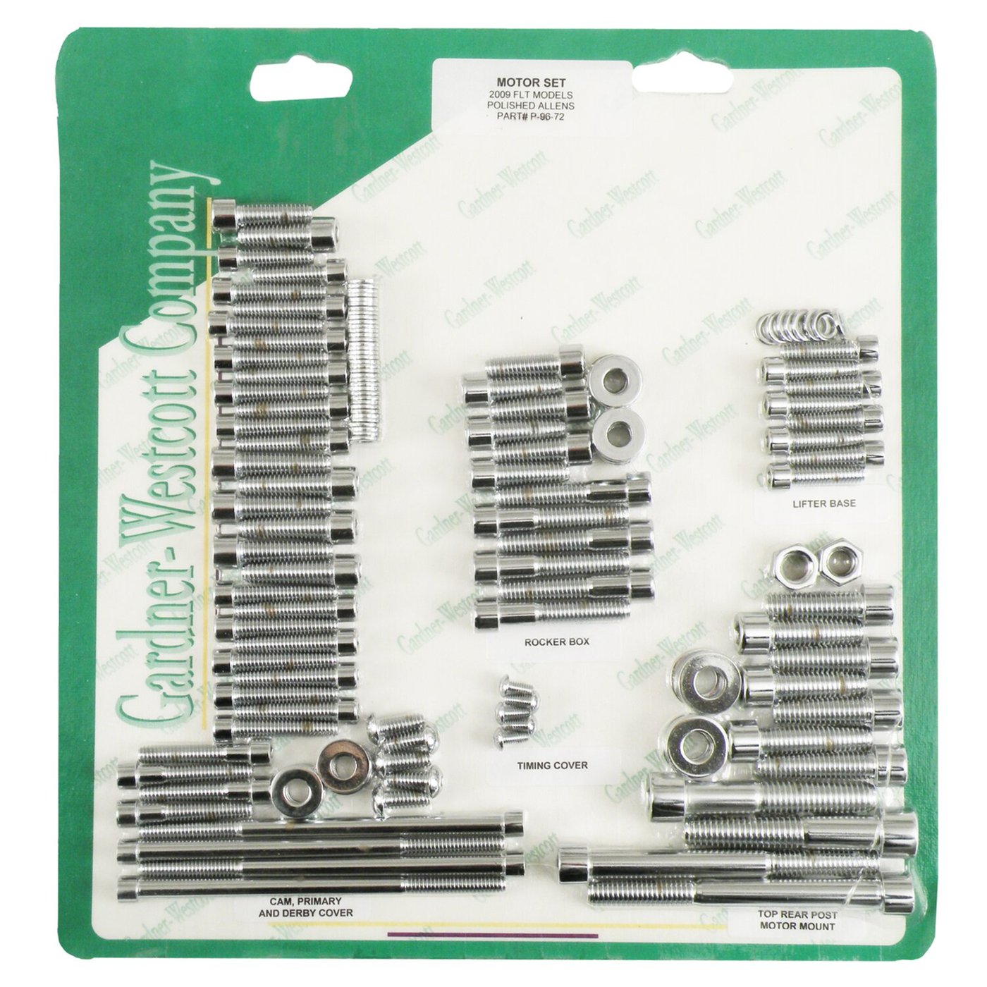 Gardner-Westcott Motor screw set. Polished chrome allen