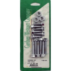 Gardner-Westcott GW, rocker box top bolt kit. Flanged hex, chrome