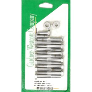 Gardner-Westcott GW, Sportster rocker box bolt kit. Hex, chrome