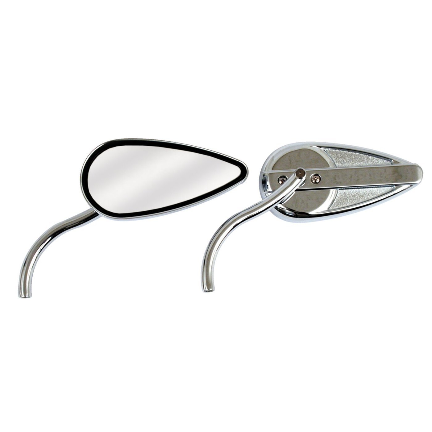 MCS Retro teardrop mirror set. Chrome, radii round stem