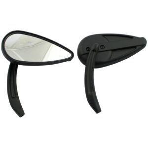 MCS Retro teardrop mirror set. Black, aluminum grooved stem