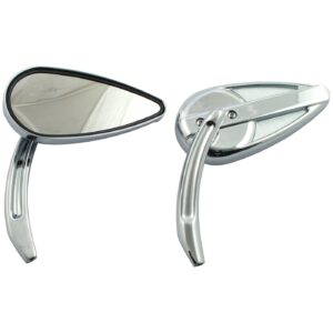 MCS Retro teardrop mirror set. Chrome, aluminum grooved stem