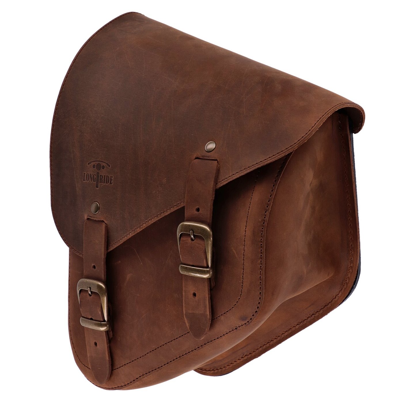 Longride Longride, swingarm bag. Smooth, brown leather - Image 2