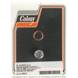 Colony Colony, OEM slotted style plug oil screen crankcase. Chrome