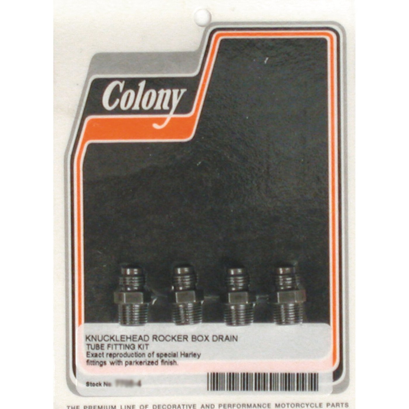 Colony Colony, rocker box oil drain fittings. Black