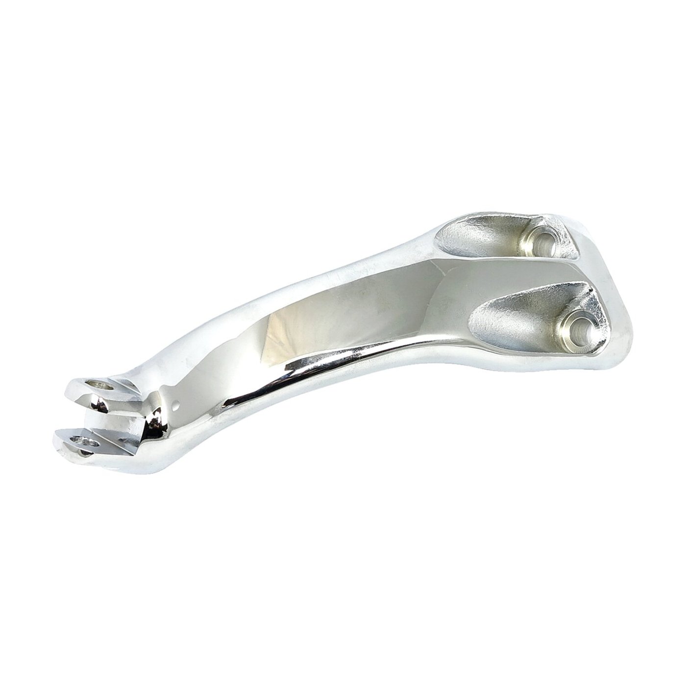 MCS XL Sportster rider foot peg bracket, left. Chrome