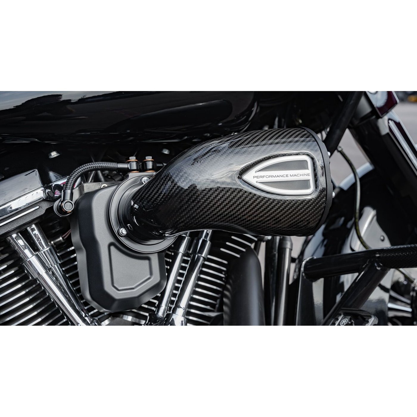 Performance Machine PM, C4 Series air cleaner. Black carbon fiber - Image 2