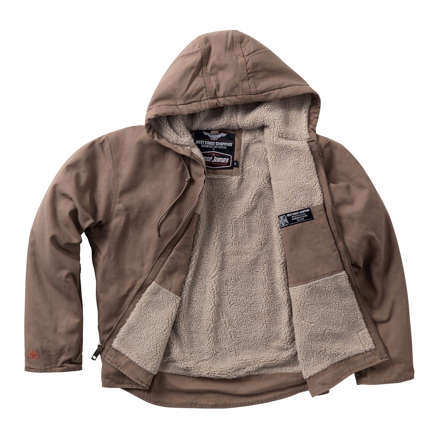 West Coast Choppers WCC Sherpa Lined work jacket frontier brown - Image 2