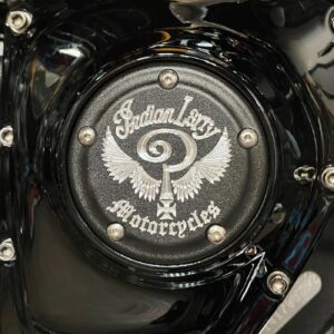 Indian Larry Motorcycles Indian Larry, 'Indian Larry' logo 5-hole point cover. Matte