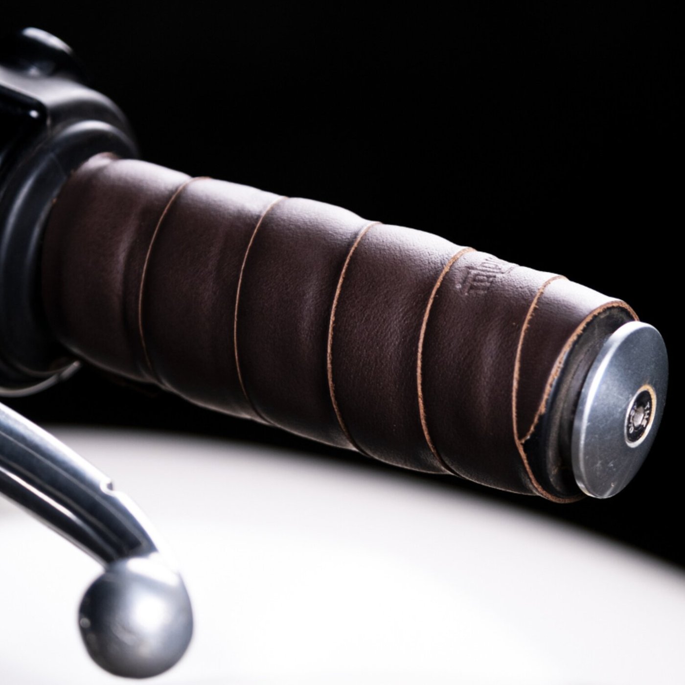 Tripmachine Trip Machine, leather handlebar grip wraps. Dark Brown Caffe - Image 2