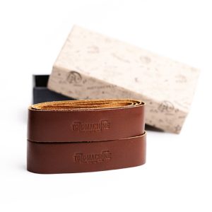 Tripmachine Trip Machine, leather handlebar grip wraps. Dark Tan Cognac