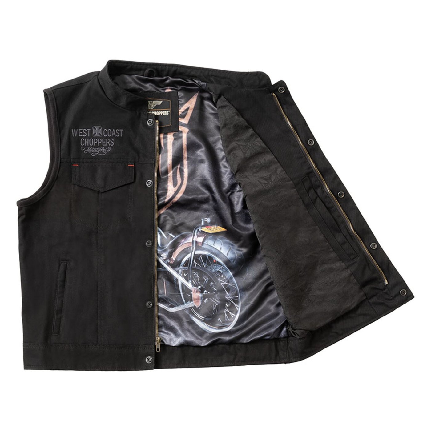 West Coast Choppers WCC x 13 1/2 Dominator black canvas riding vest - Image 2