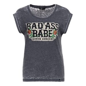 King Kerosin Queen Kerosin Bad ass babe t-shirt anthracite