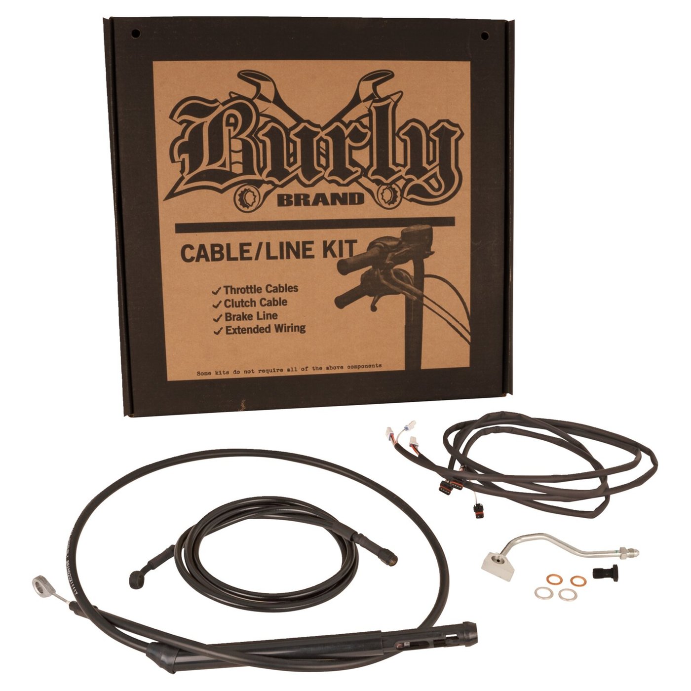Burly Burly, cable/line kit. For 15" Bagger bars. Black