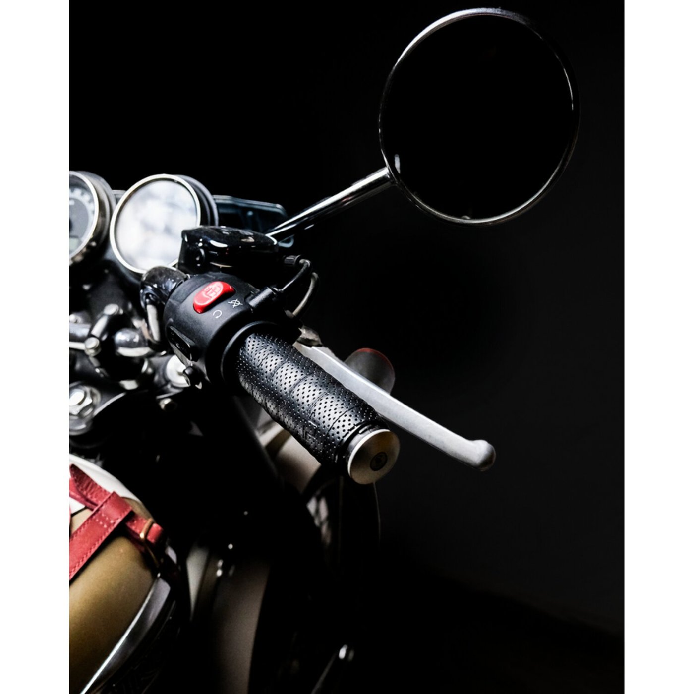 Tripmachine Trip Machine, leather handlebar grip wraps. Black perforated - Image 2