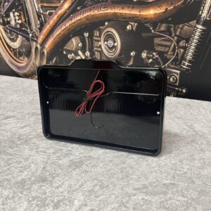 Danish Motorcycle Parts DMP, license plate frame with light 5.0 France. Gloss black