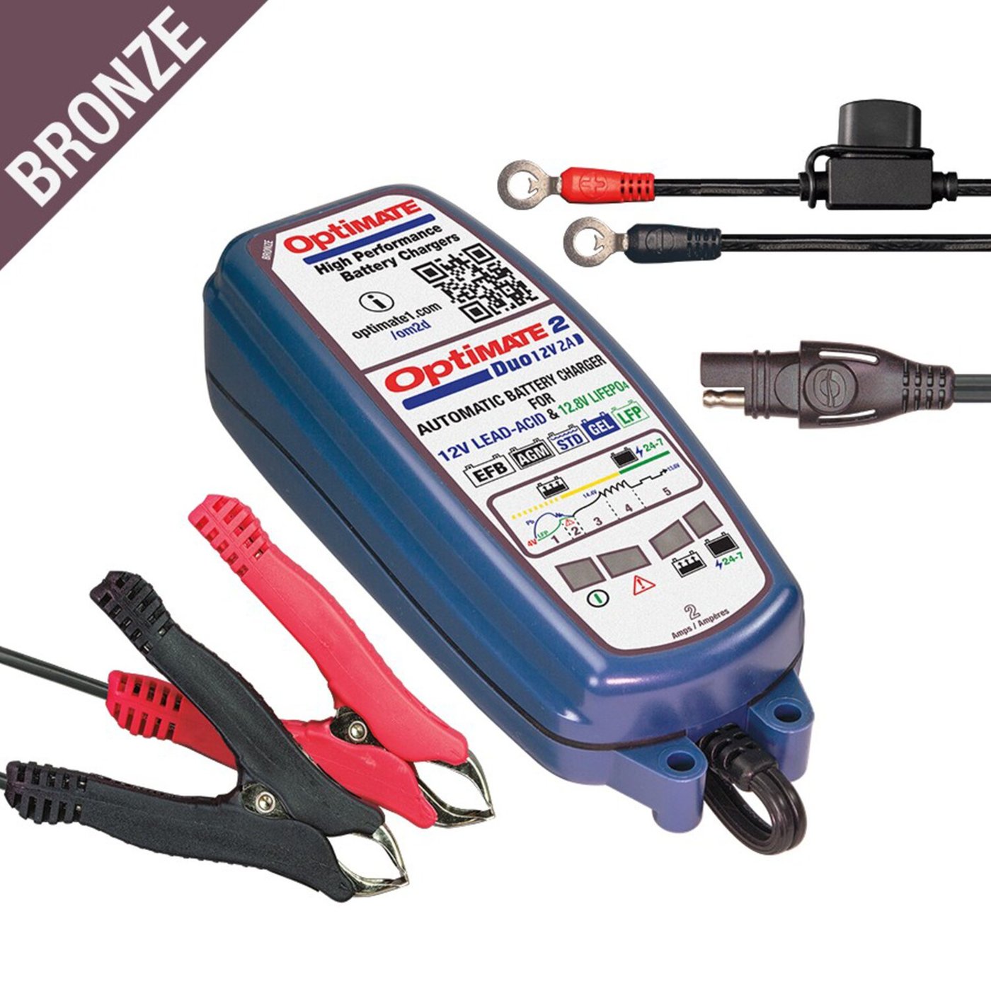 Optimate Tecmate, Optimate, 2 Duo 12V battery charger. Bronze