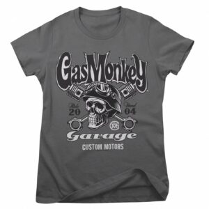 Gas Monkeys Garage GMG Custom motors skull female t-shirt dark grey