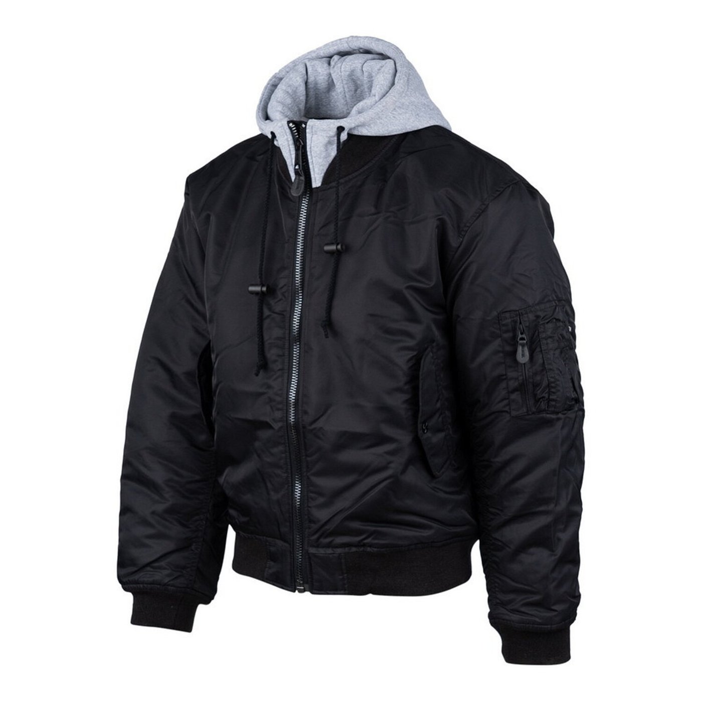 Army Surplus MA-1 Bomber hooded flight jacket black - Image 2